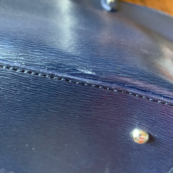 Ralph Lauren Navy Blue Leather Tote. - Picture 2 of 7